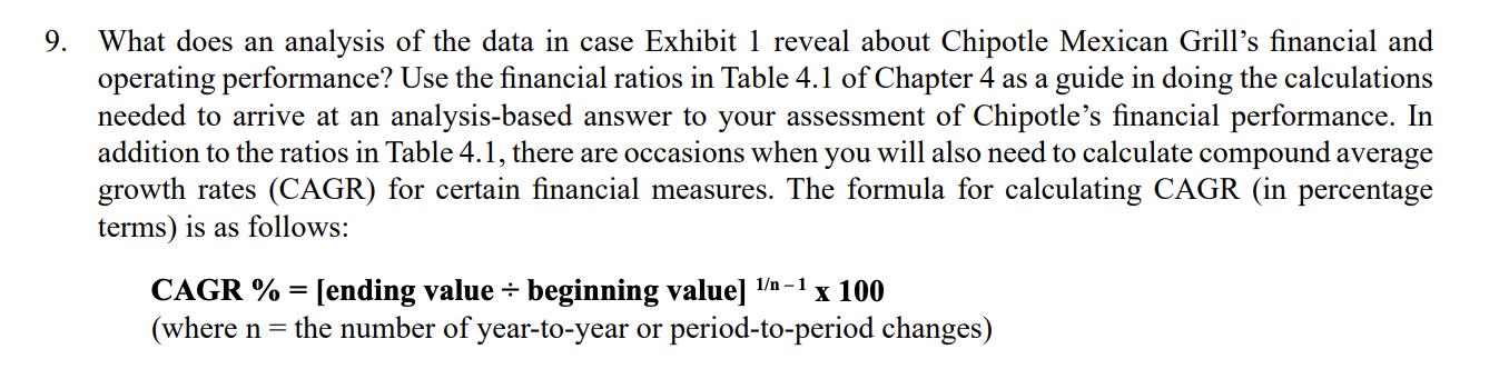 9. What does an analysis of the data in case Exhibit