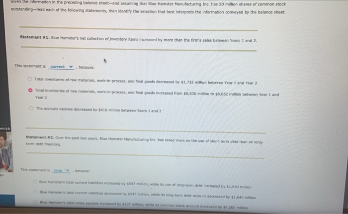 1. Balance sheet The balance sheet provides a snapshot of the financial