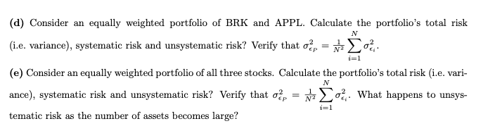 Finance Please show working not in excel and answer all questions (a,