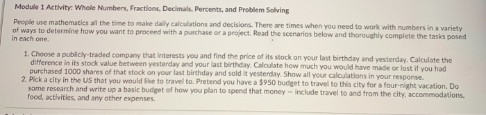 im having trouble with number 1 Module 1 Activity: Whole Numbers, Fractions,