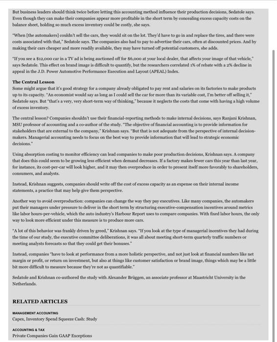 benefits did inventory overproduction provide to automakers? *b*the reading is below* MANAGEMENT