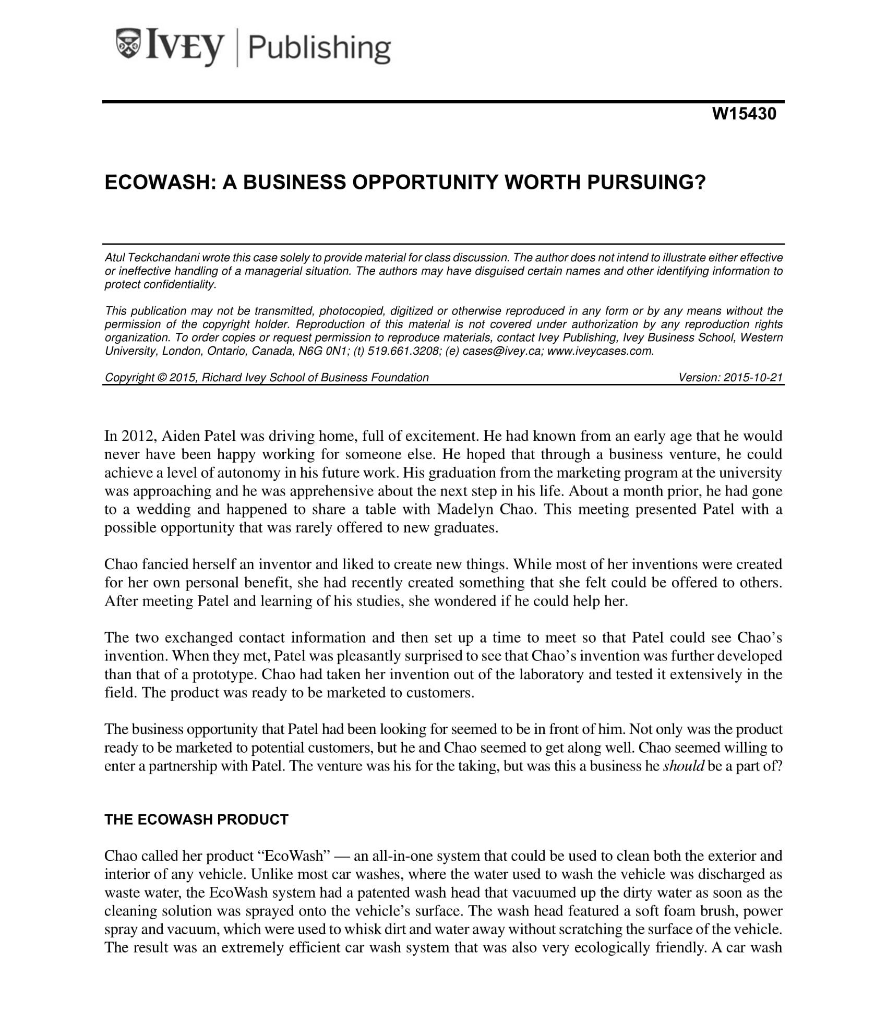  Prepare a business model canvas for each of the following customer