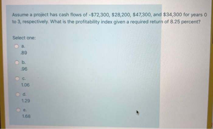 initial cost of $88,000. Project A has annual cash flows for three