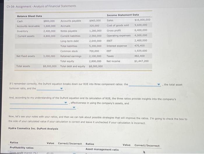 An analysis of company performance using DuPont analysis A sheaf of papers
