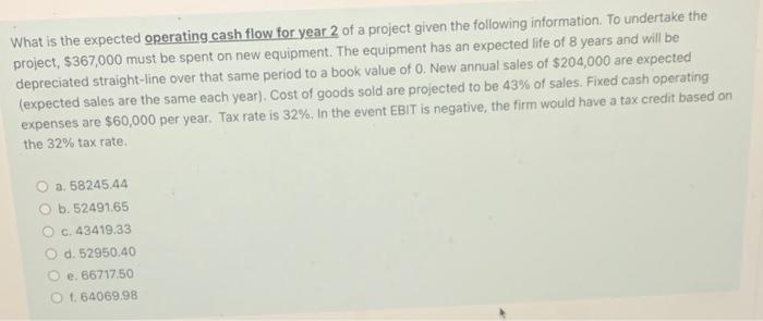  What is the expected operating cash flow for year 2 of