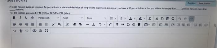  TION 43 2 points Com Astock has an average return of