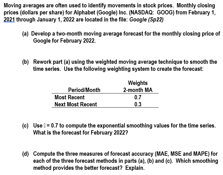  Completely work the problems in Excel, conclusions and answers may be