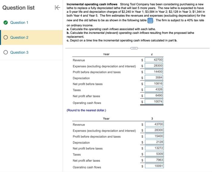 order to copy its contents into a spreadsheet.) Question list Incremental operating