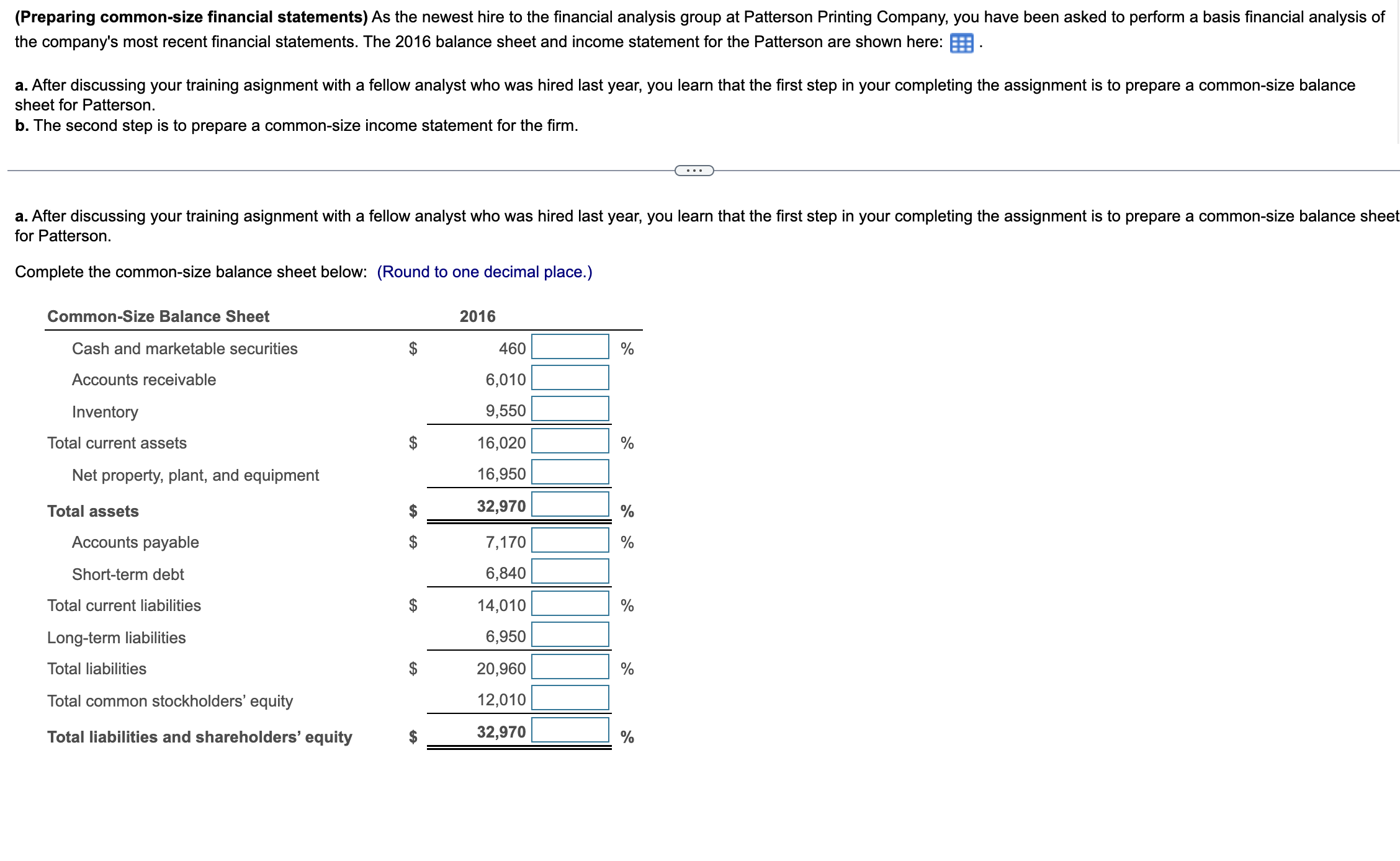 Please Answer both Parts A and B. (Preparing common-size financial statements)