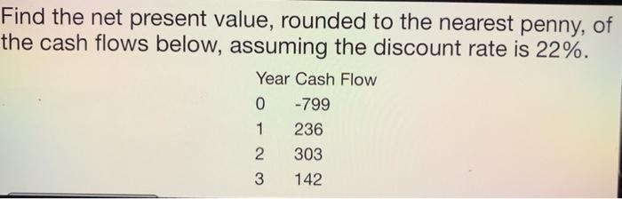  Find the net present value, rounded to the nearest penny, of