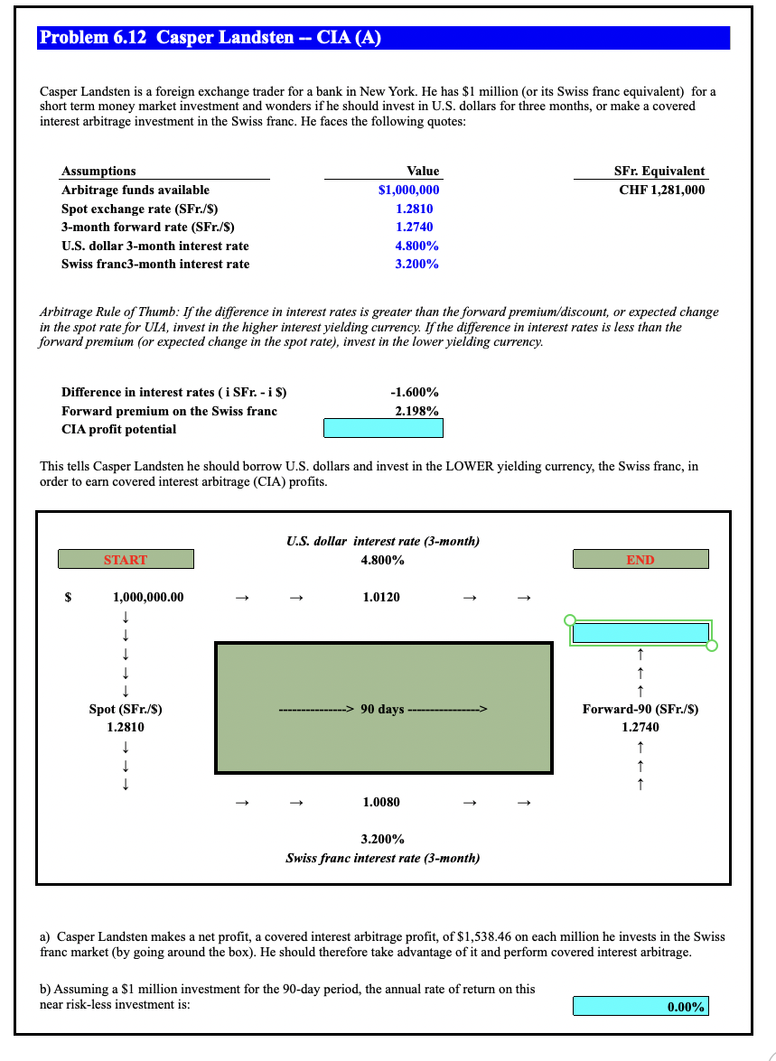  Problem 6.12 Casper Landsten -- CIA (A) Casper Landsten is a