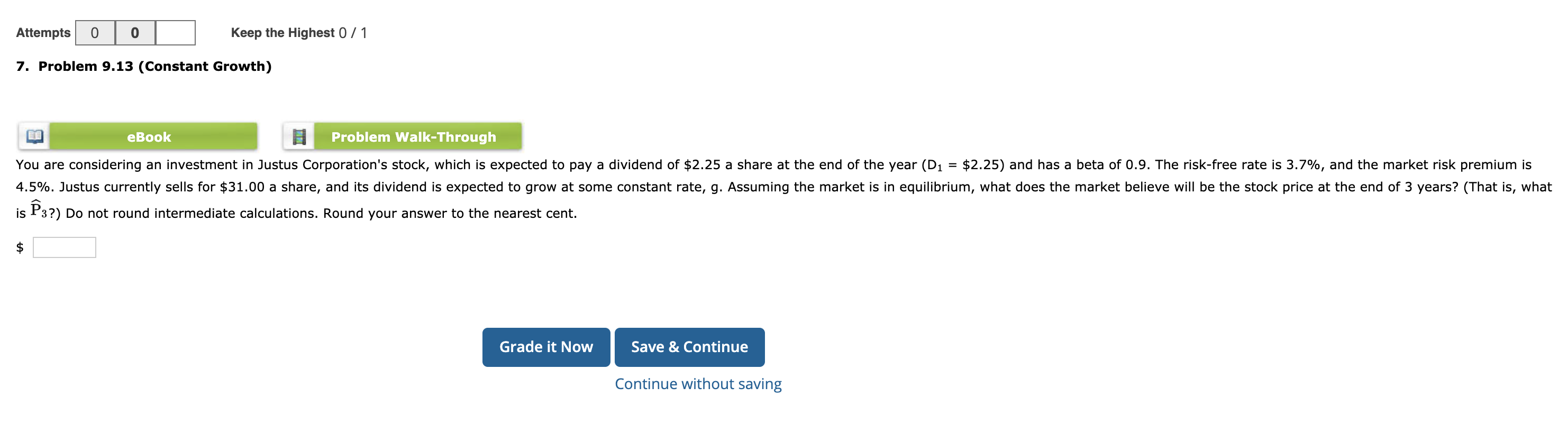  Attempts 00 Keep the Highest 0 / 1 7. Problem 9.13