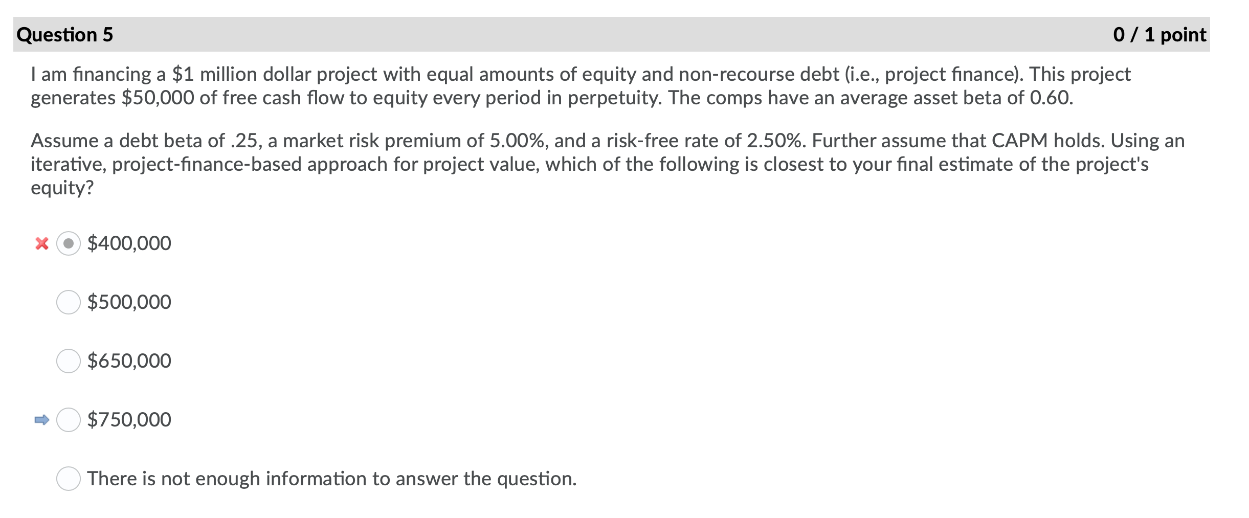 Question 5 0 / 1 point I am financing a $1