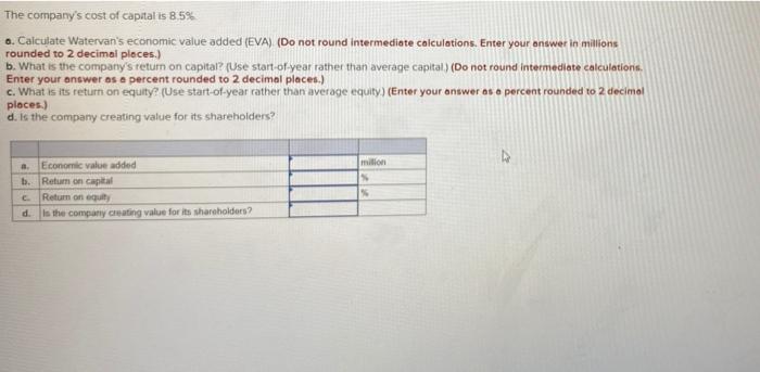 Watervan Corporation: INCOME STATEMENT (Figures in 5 millions) Net sales Cost of