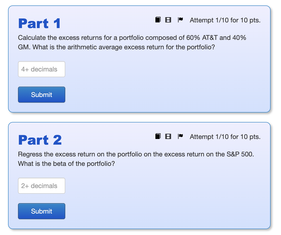 500 and the risk-free asset, Treasury bills, are given below: A B
