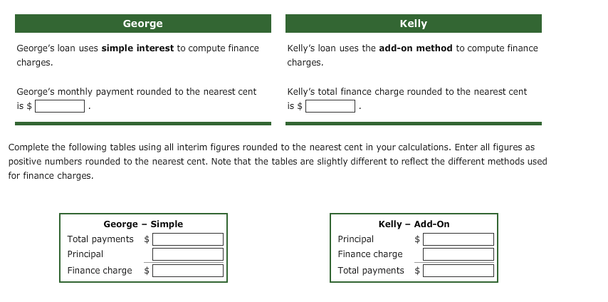 add-on Aa Aa methods to compute finance charges Comparing Loan Payments Using