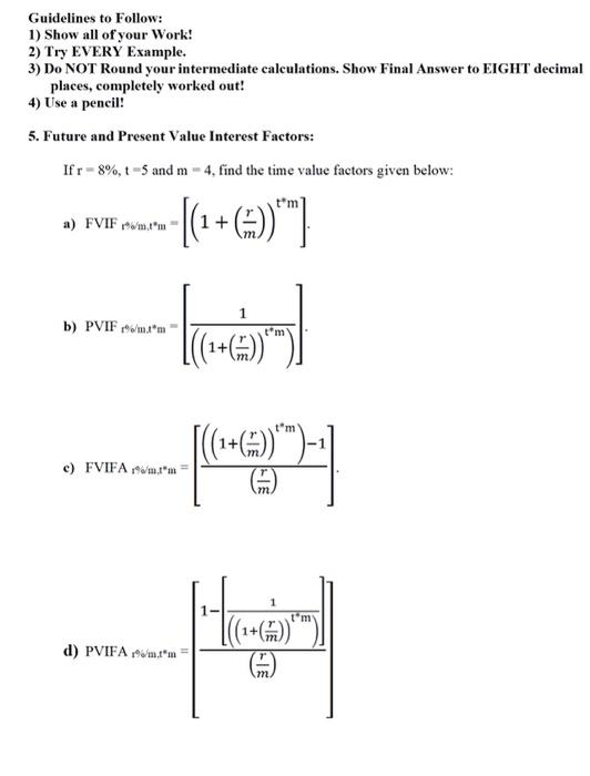  I need help with problem 5) a-d. Thank you! Guidelines to