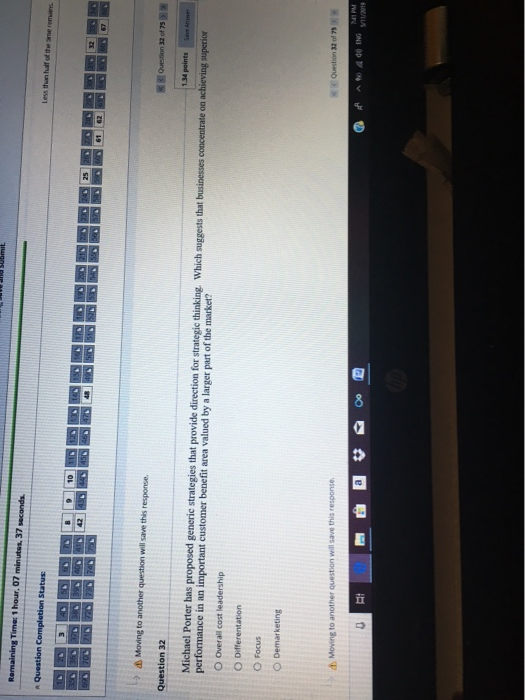 Question 25 of 75 Question 25 1.34 points The concept of a