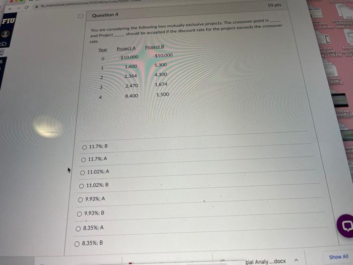  return.com 10 pts Question 4 FIU . You are considering the