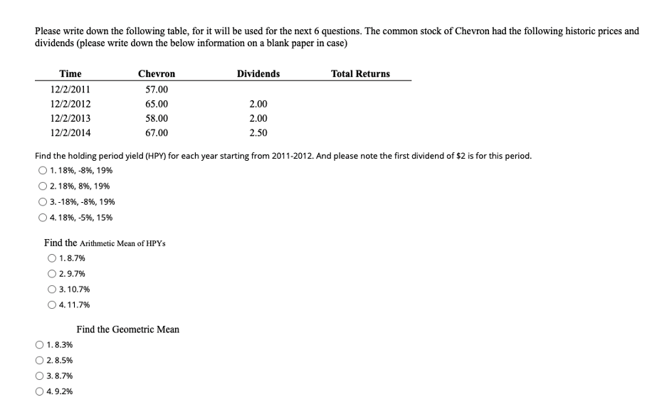 Please write down the following table, for it will be used