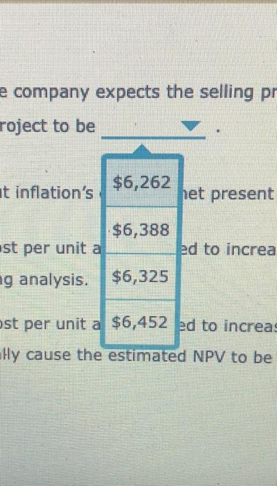 the impact of Inflation on the net present value of the project.