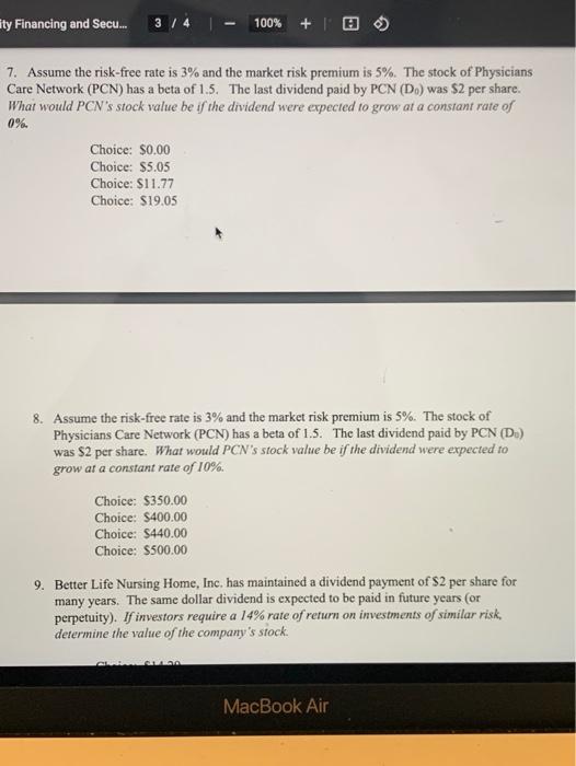  ity Financing and Secu. 3 / 4 100% + 10 7.