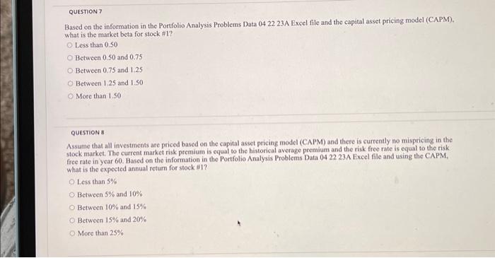 file and the capital asset pricing model (CAPM), what is the market