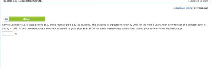 of 20 Check My Work (3 remaining) eBook Problem Walk-Through You have
