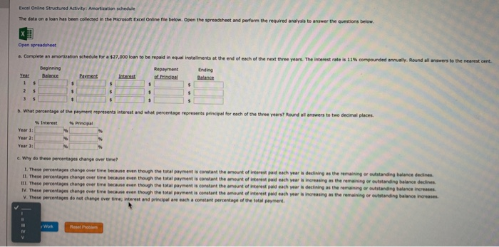  Excel Online Structured Activity: Amortization schedule The data on alan has