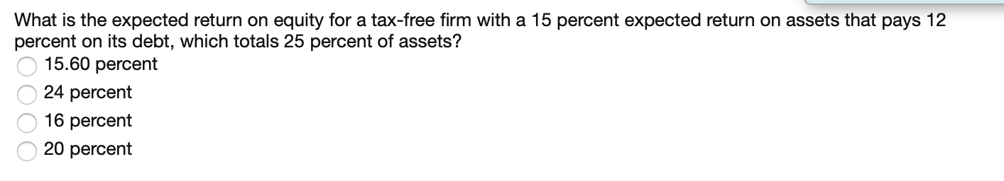 What is the expected return on equity for a tax-free firm