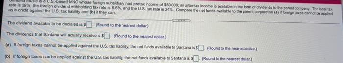  Ja mis US based MNC whose foreign subsidiary had pretax income