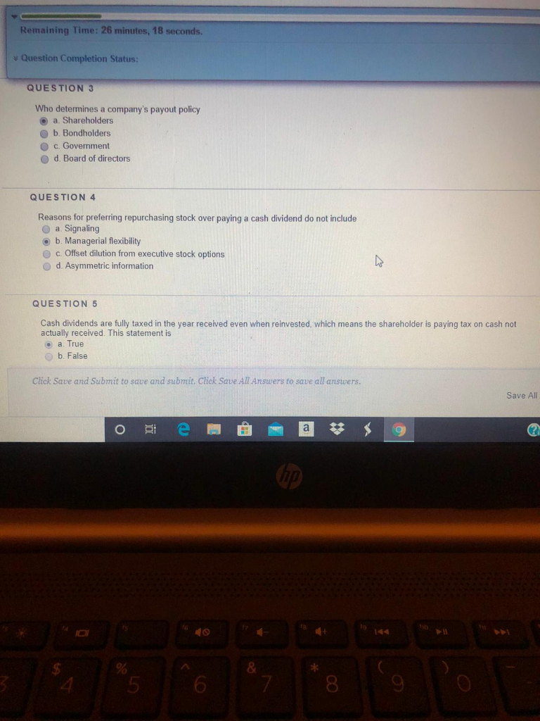  Remaining Time: 26 minutes, 18 seconds. Question Completion Status: QUESTION 3