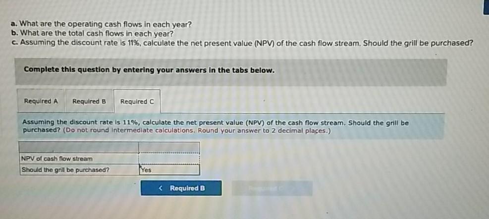year? b. What are the total cash flows in each year? c.