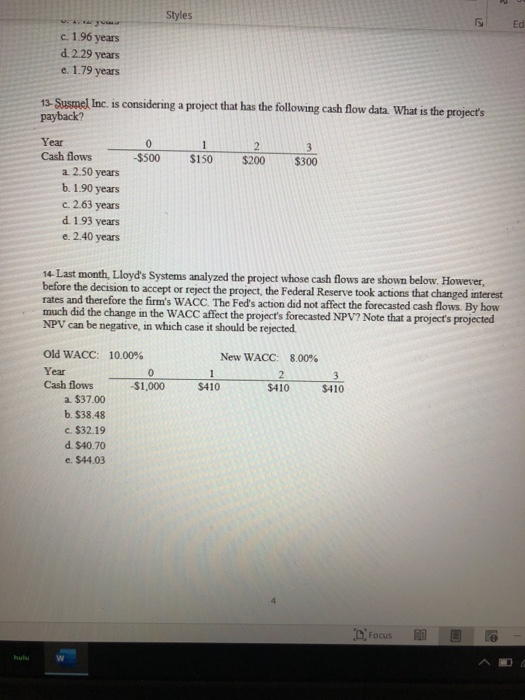  c. 1.96 years d. 2.29 years e. 1.79 years 13- Susmel