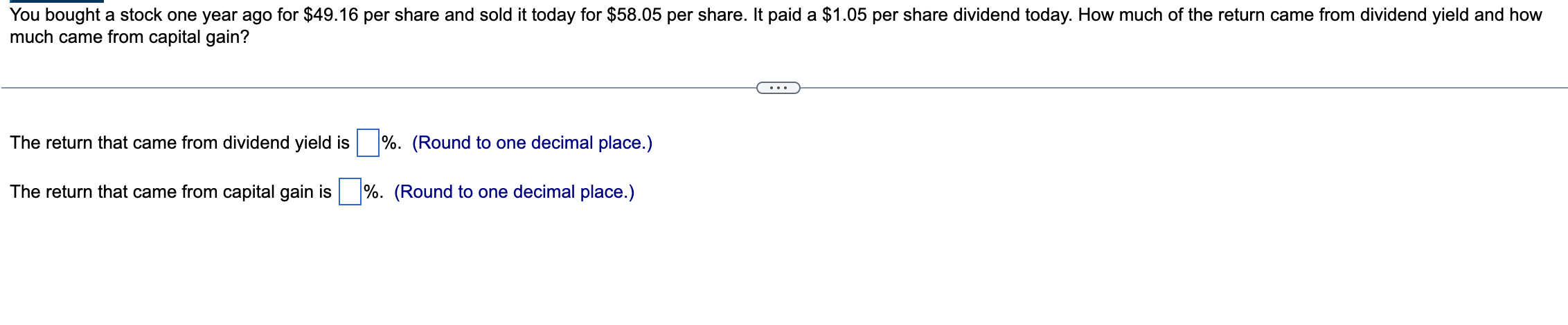 need within 30 mins please ! You bought a stock one year