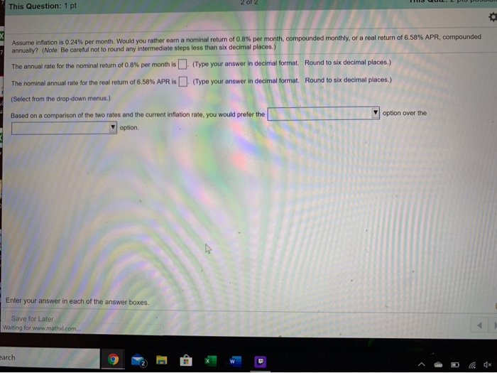 how to solve this ?? This Question: 1 pt 201 Assume inflation