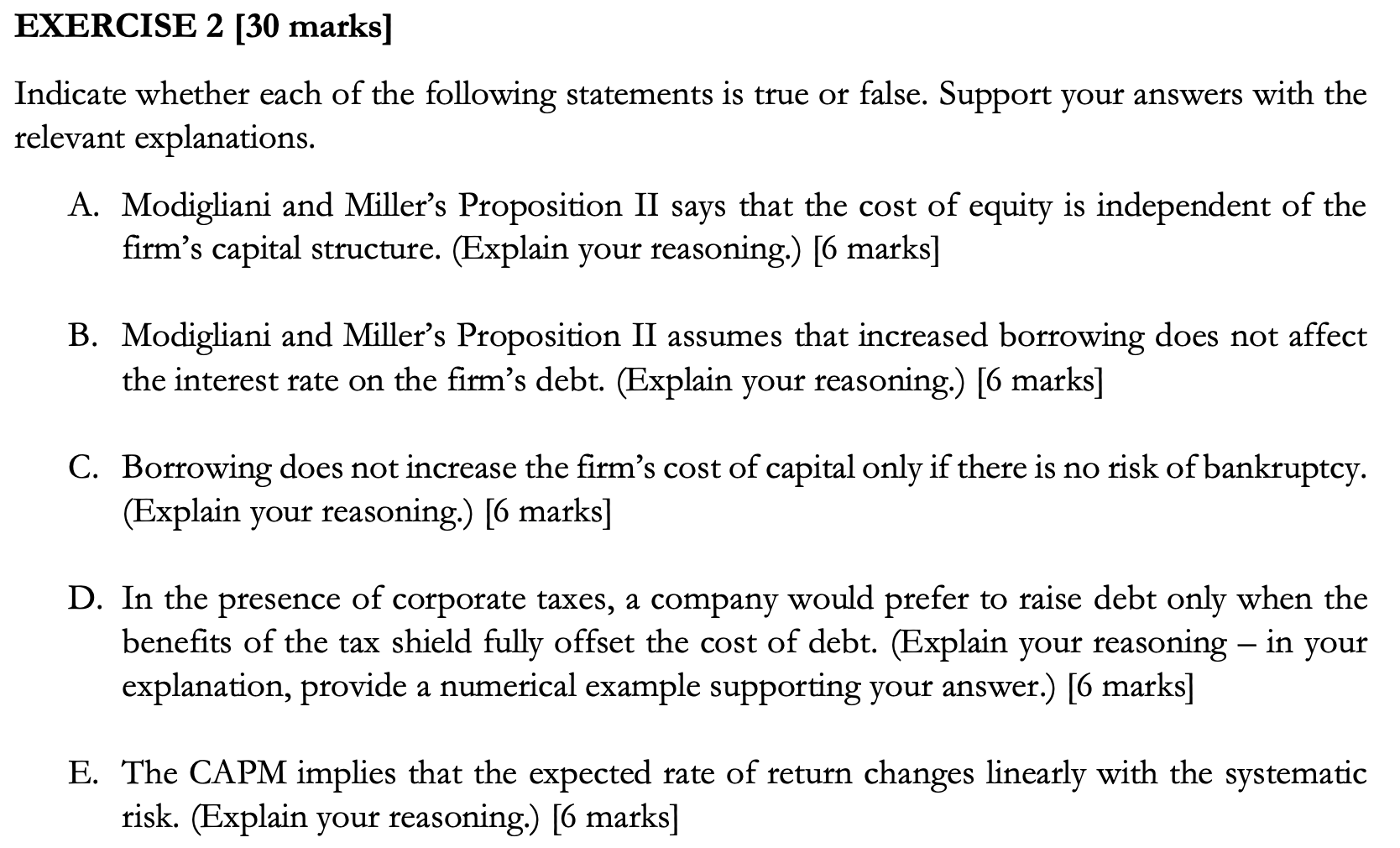 please answer all questions if possible thank you! EXERCISE 2 [30 marks]