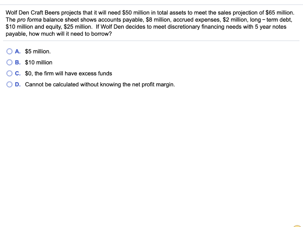  Wolf Den Craft Beers projects that it will need $50 million