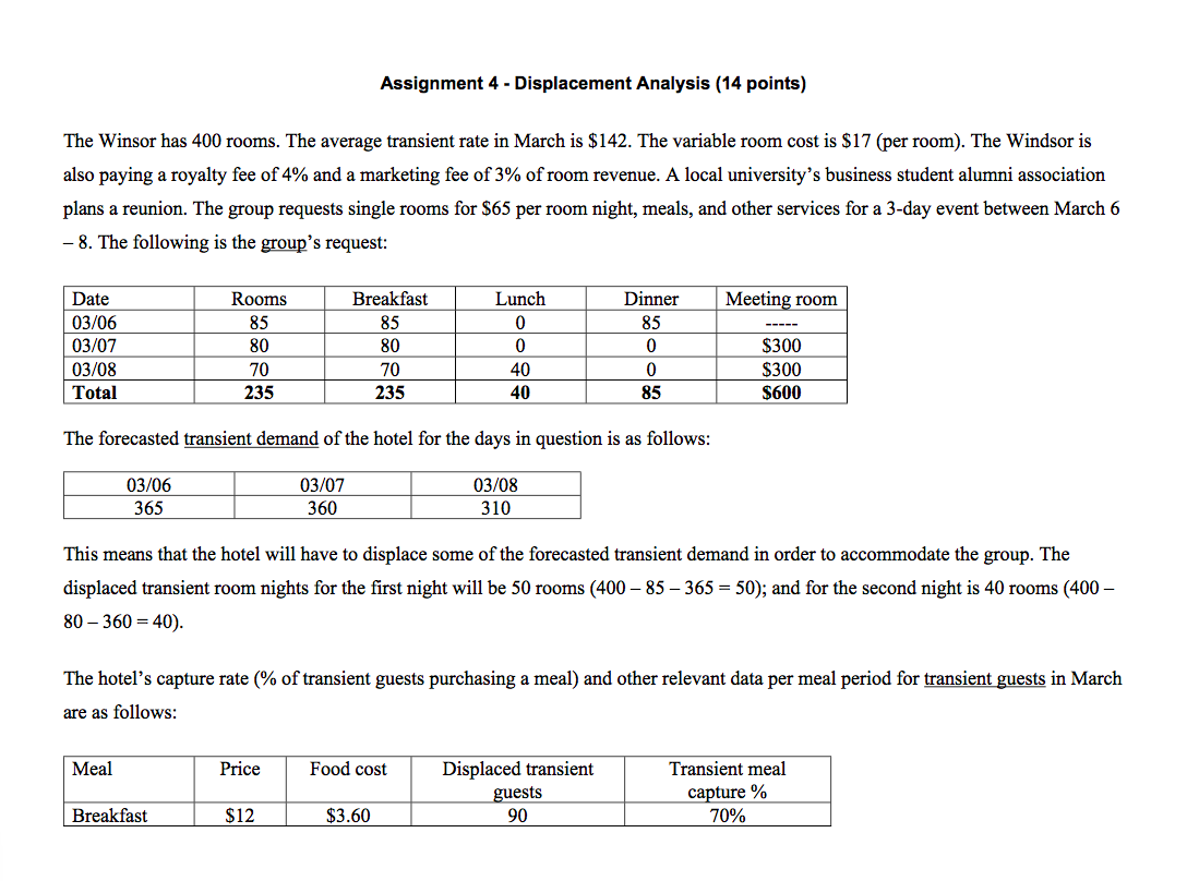 Assignment 4 - Displacement Analysis (14 points) The Winsor has 400