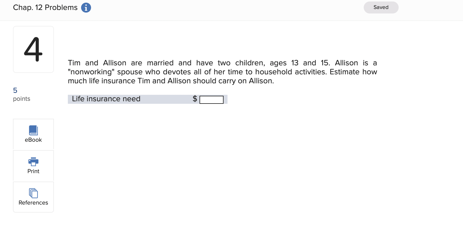 Chap. 12 Problems A Saved 4 Tim and Allison are married