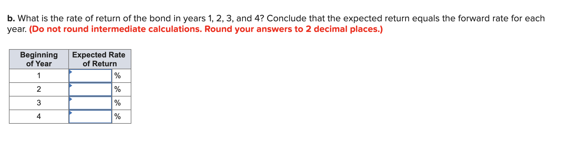 the price of the four-year bond shown below at the end of
