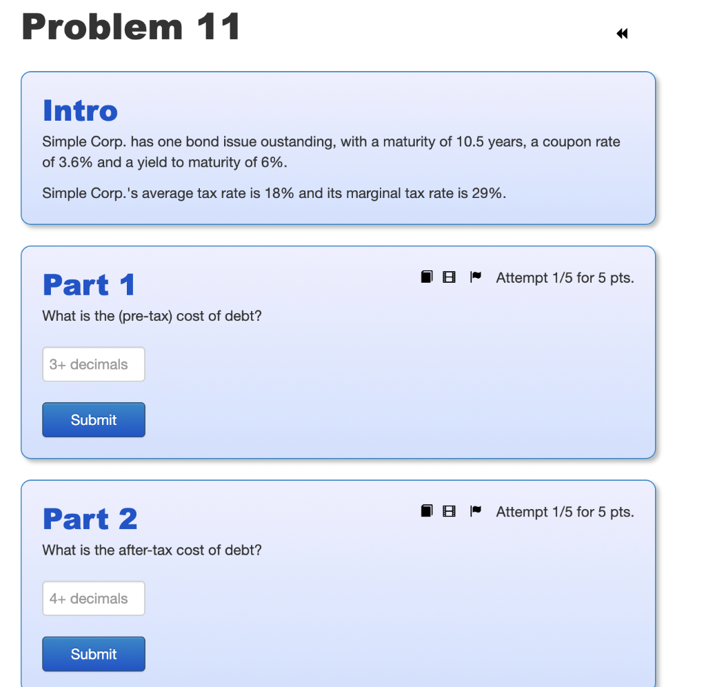 Problem 11 Intro Simple Corp. has one bond issue oustanding, with