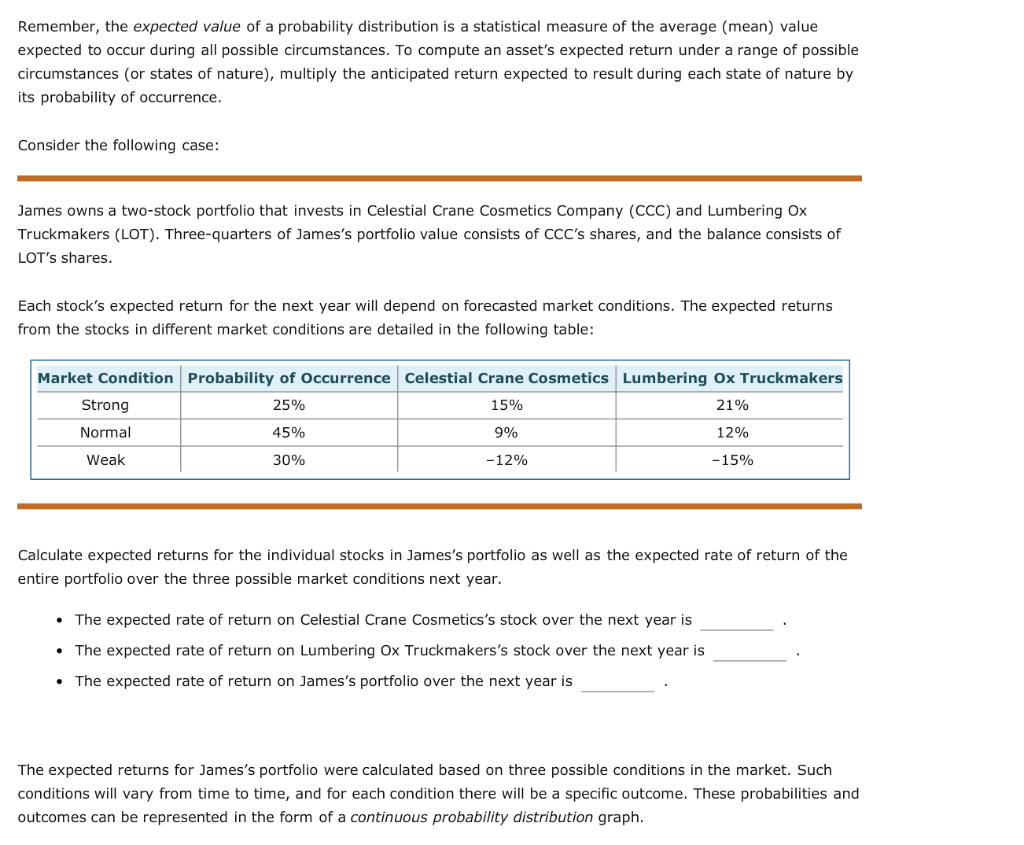 Remember, the expected value of a probability distribution is a statistical