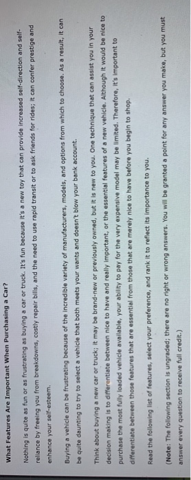  What Features Are Important When Purchasing a Car? Nothing is quite