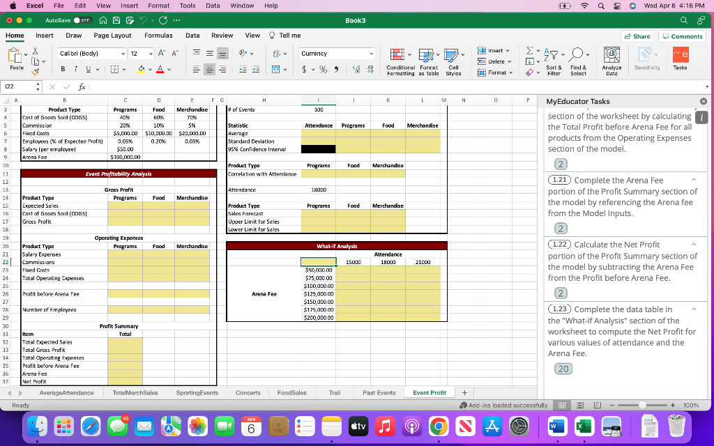 3 Product Type Programs Food Merchandise of Events 100 4 Cost of