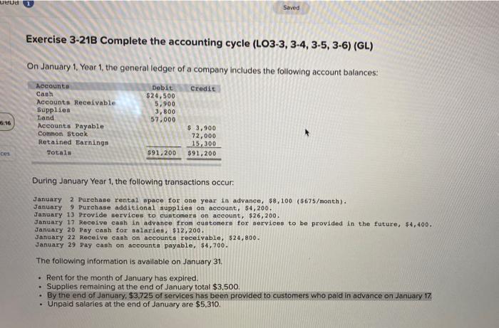  Ubud Saved Exercise 3-21B Complete the accounting cycle (LO3-3, 3-4, 3-5,