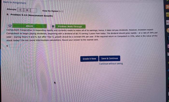  Back to Assignment Attempts 0 0 Keep the Highest 0/2 8.