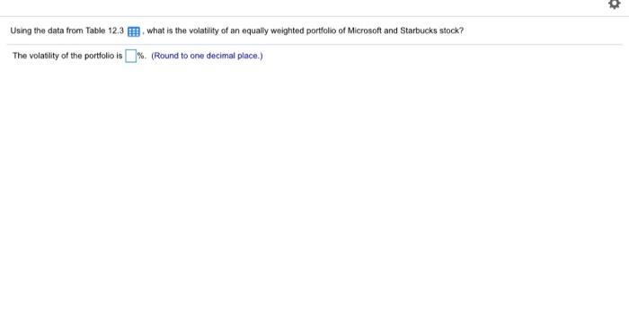  Using the data from Table 12.3 . what is the volatility