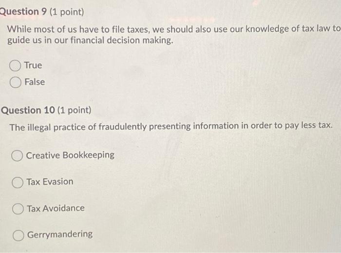 Income Question 3 (1 point) All of the following are income tax