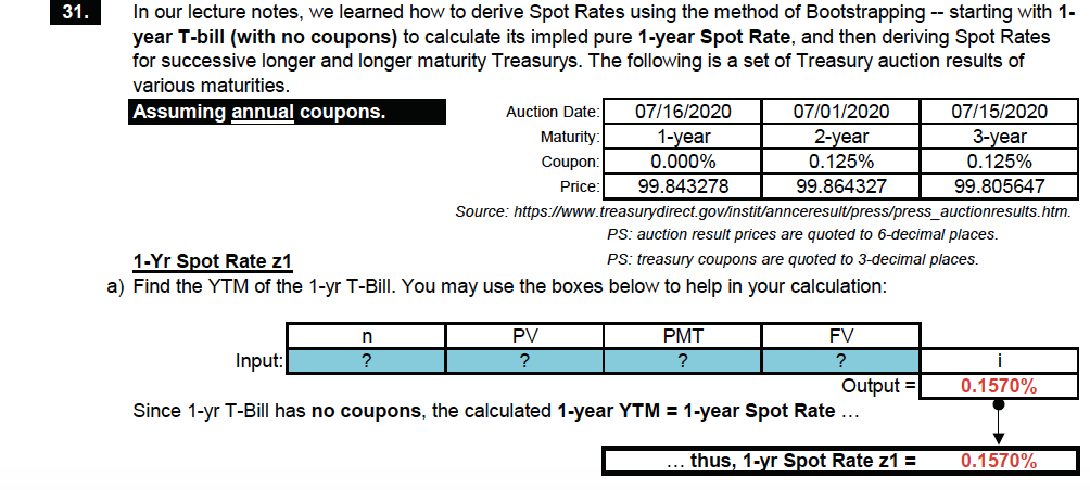  31. In our lecture notes, we learned how to derive Spot